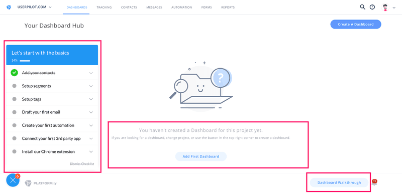 Platformly in-app onboarding SaaS