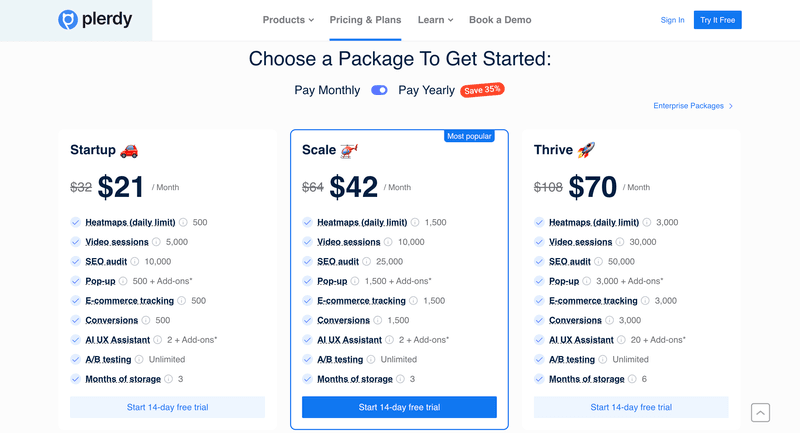 pricing plerdy