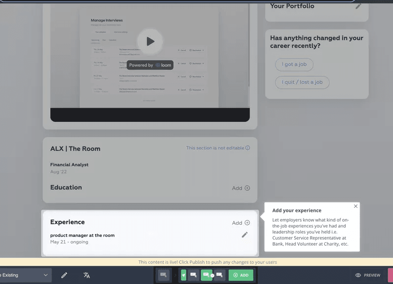 portfolio builder tooltip