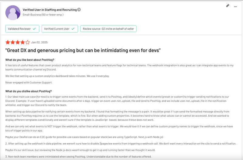 Posthog review technical overhead.png