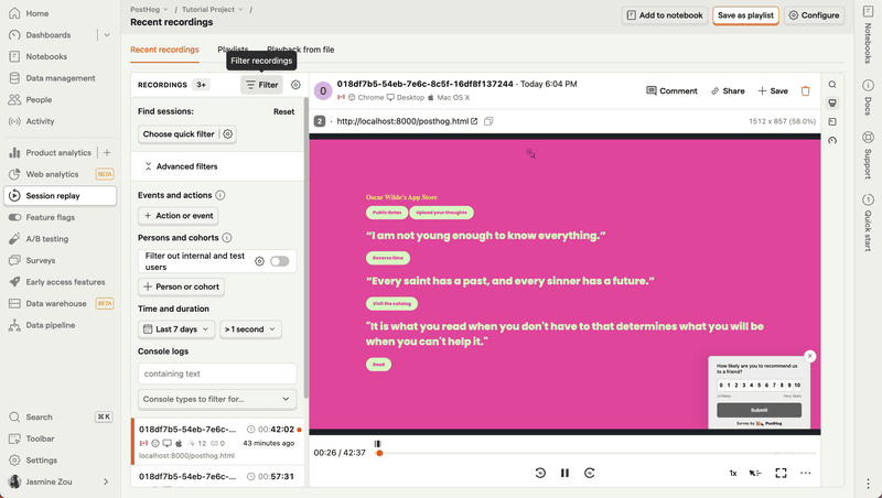 posthog session replay tools