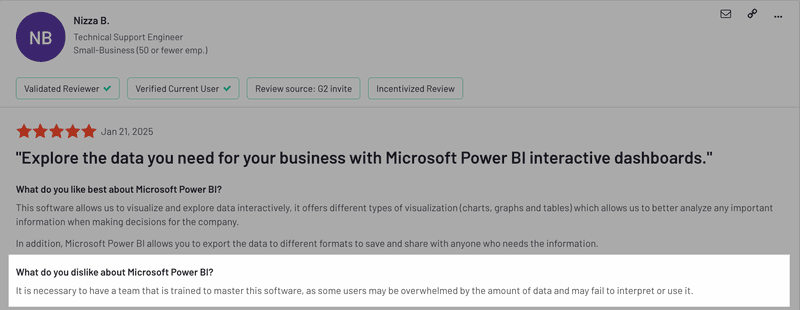 power BI cons