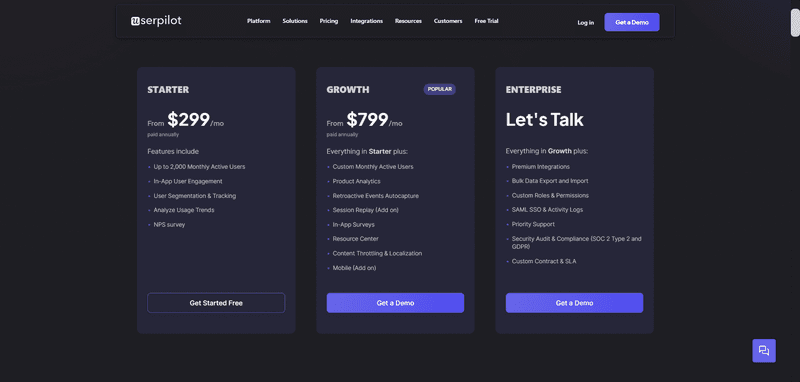 Userpilot’s pricing.