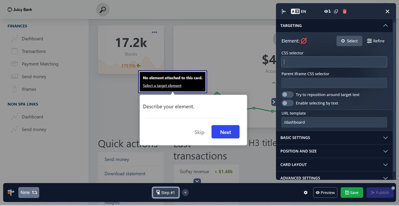 ProductFruits sidebar interface highlighting content categories like flows, smart-tips, and beacons.