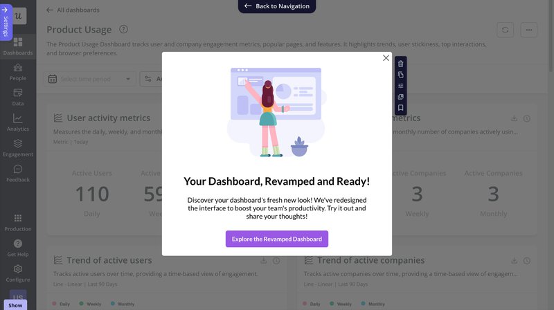Product update modal created in Userpilot.