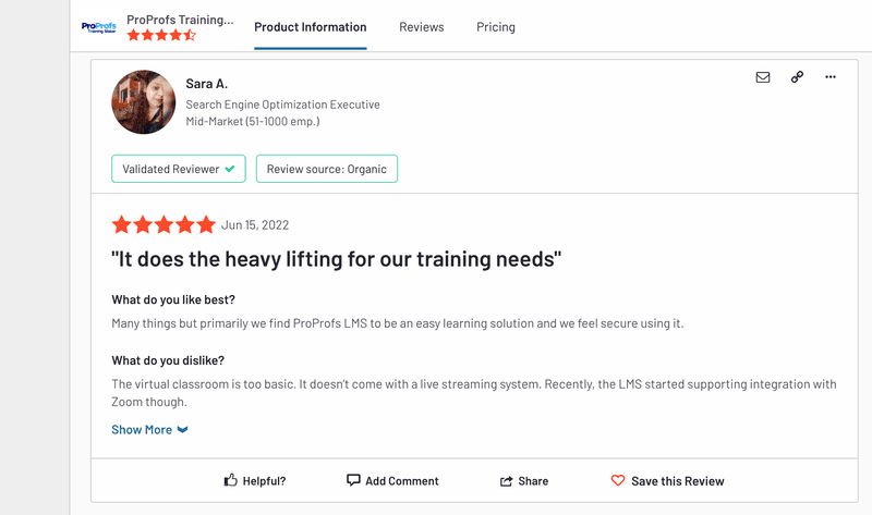 proprofs lms review instructional design software