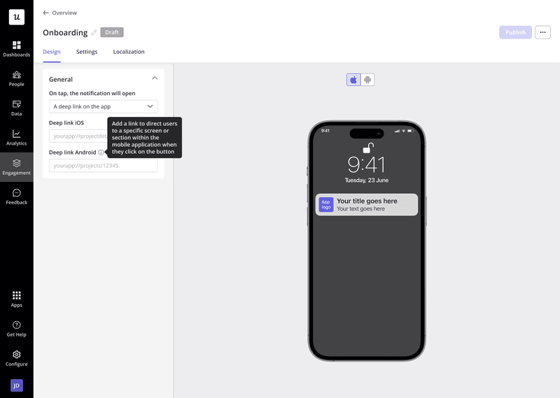 userpilot push notification during onboarding