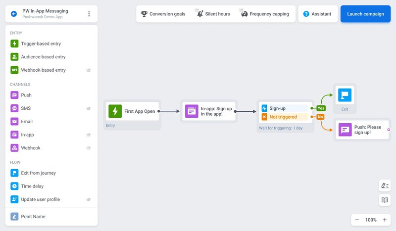 Pushwoosh campaign builder