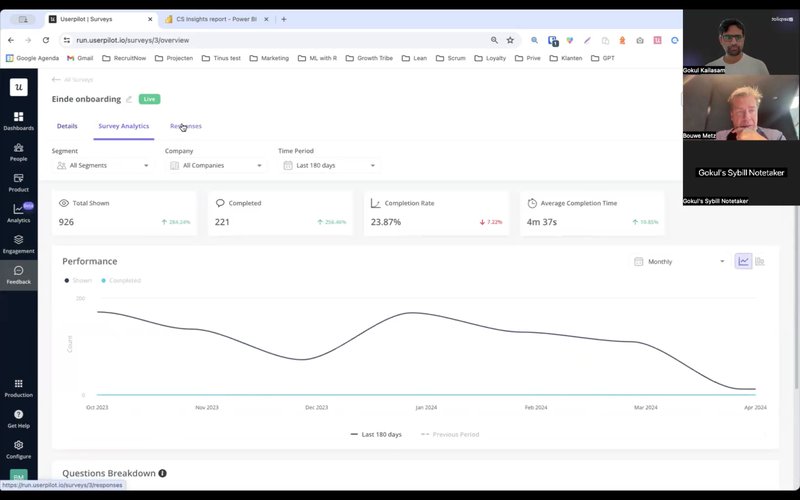 A screenshot of RecruitNow and there use of Userpilot for onboarding