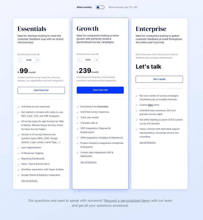 Refiner pricing page via Refiner.