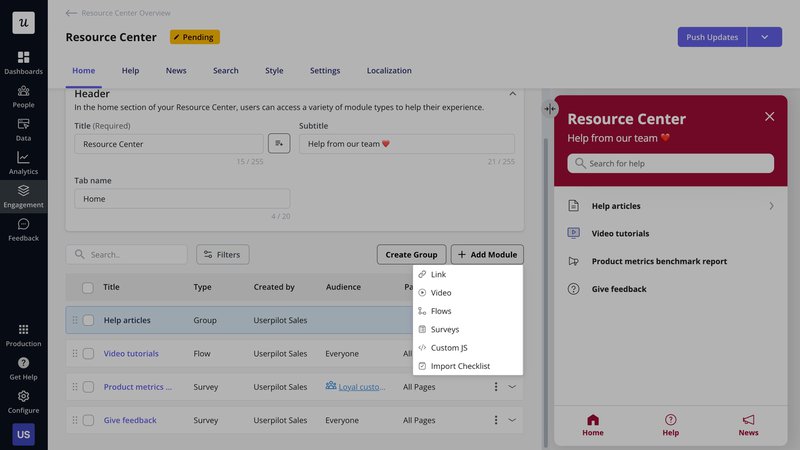 Userpilot-resource-center-modules