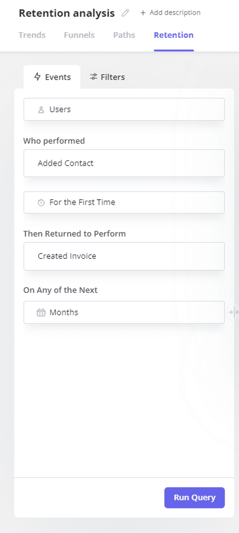 Select events for your report