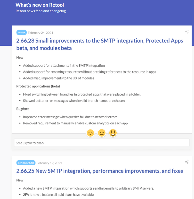Retool release note