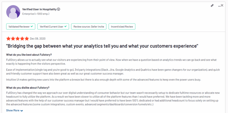 Fullstory session replay review