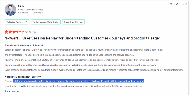 Fullstory session replay review