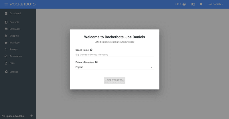 rocketbots welcome screen