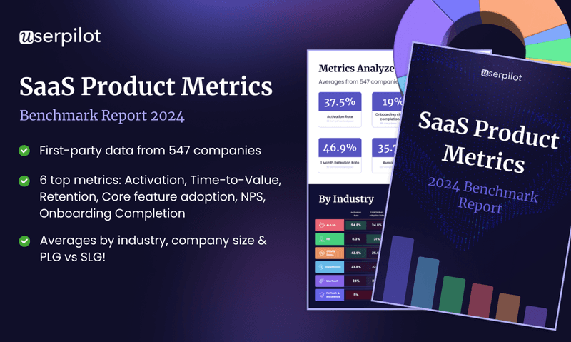 Userpilot SaaS product metrics benchmark report