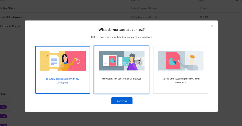 box self-serve onboarding