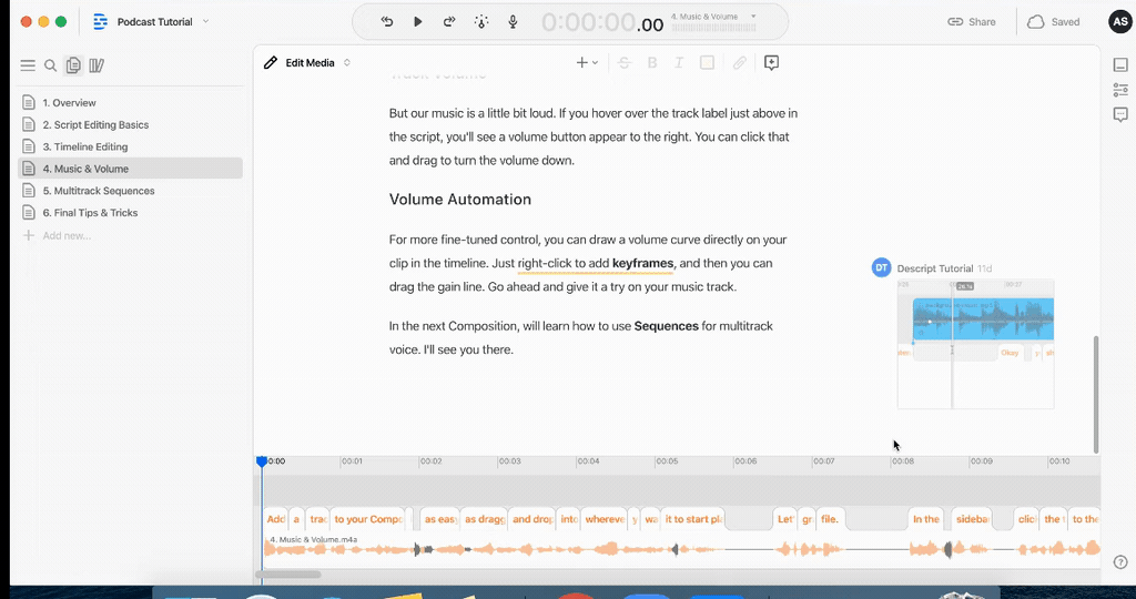 descript self-serve onboarding example
