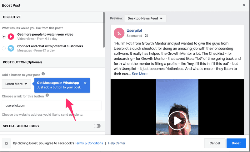 facebook self-serve onboarding