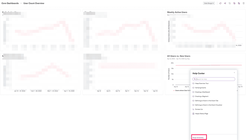 heap self-serve onboarding widget