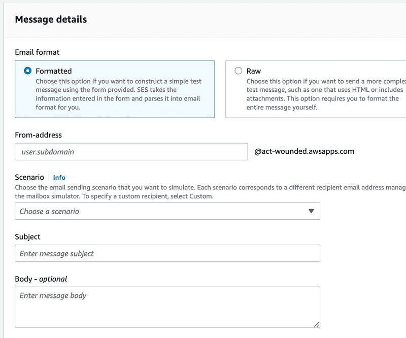 Sending your first email screenshot - Amazon SES tool