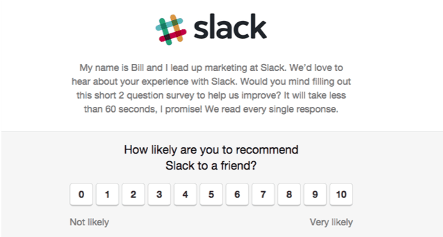 Slack NPS survey