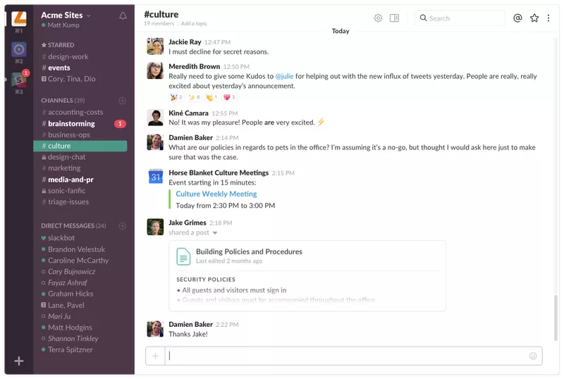 Product management software: Slack