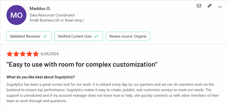 SoGoSurvey review on G2.