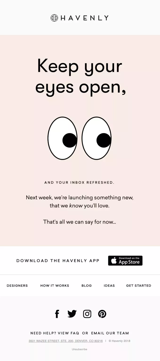 New product release emails: Havenly