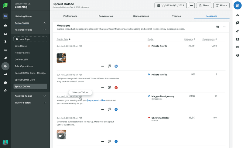 Customer feedback platform: SproutSocial
