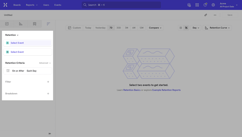 Mixpanel retention report