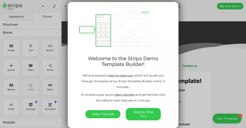 Stripo welcome page SaaS