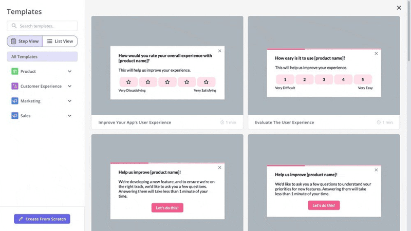 Survey templates in Userpilot.