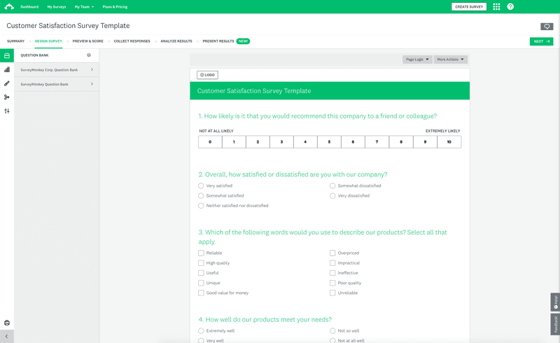 Customer feedback platform: SurveyMonkey