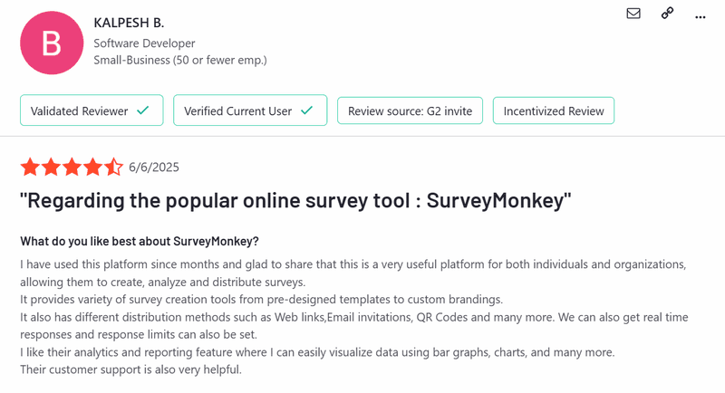 SurveyMonkey review on G2.