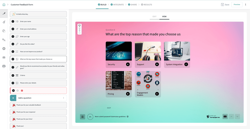 Customer feedback platform: SurveySparrow