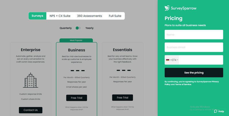 SurveySparrow Pricing