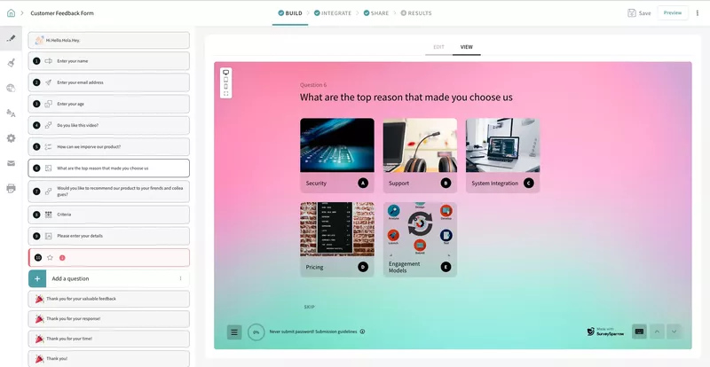 Product feedback software: SurveySparrow
