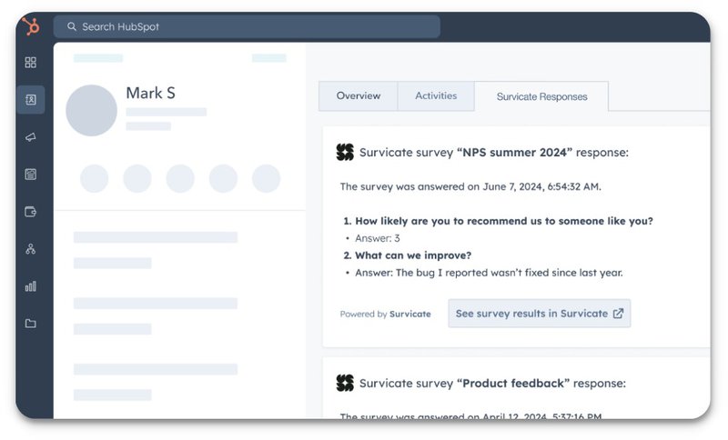 Survicate and HubSpot integration as user engagement tools