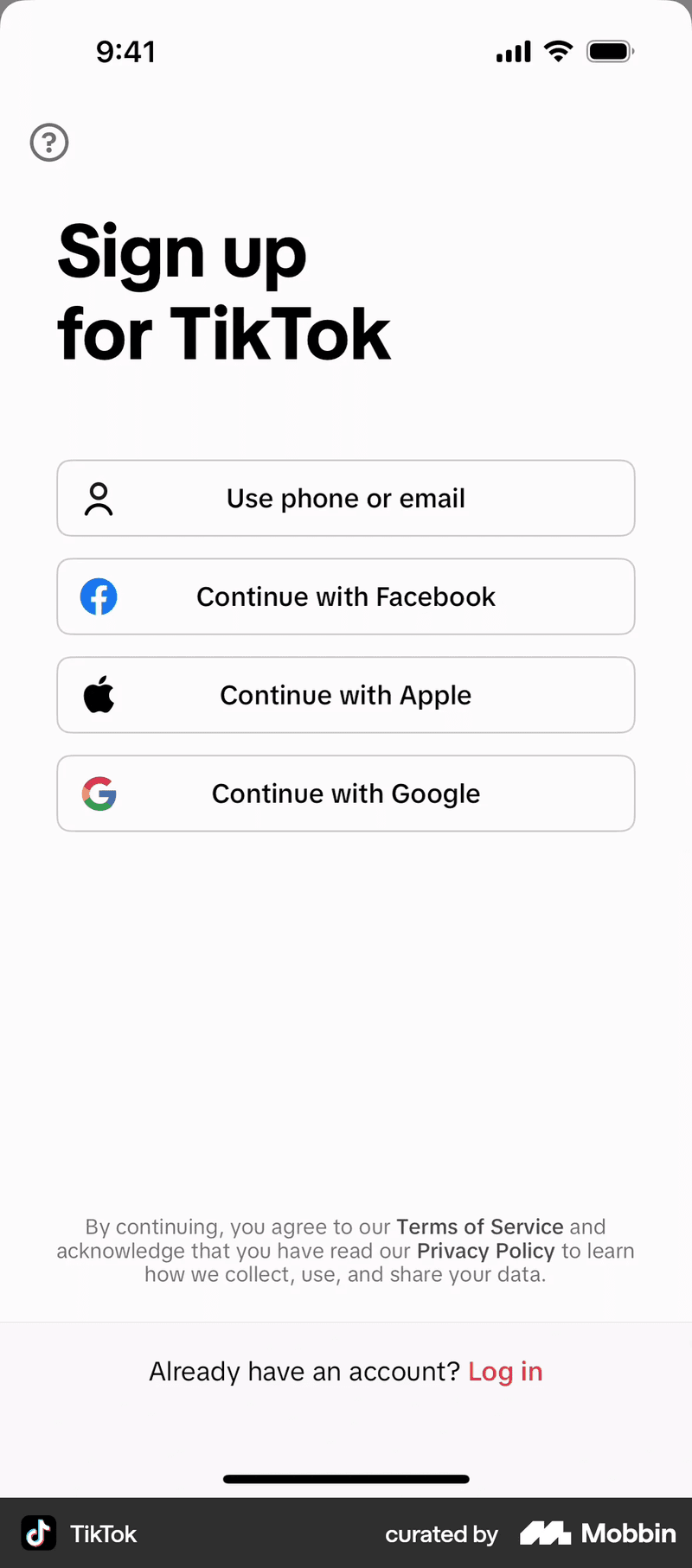 TikTok mobile onboarding screen demonstrating app onboarding best practices