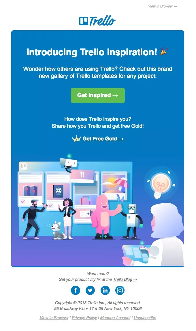 New product release emails: Trello