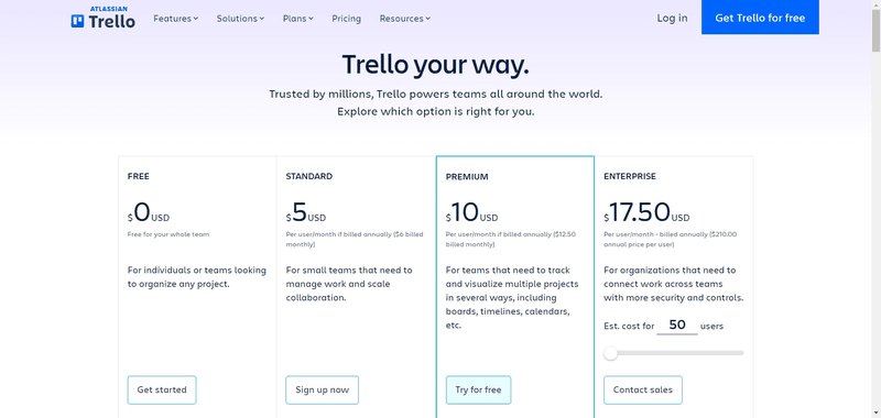 trello pricing