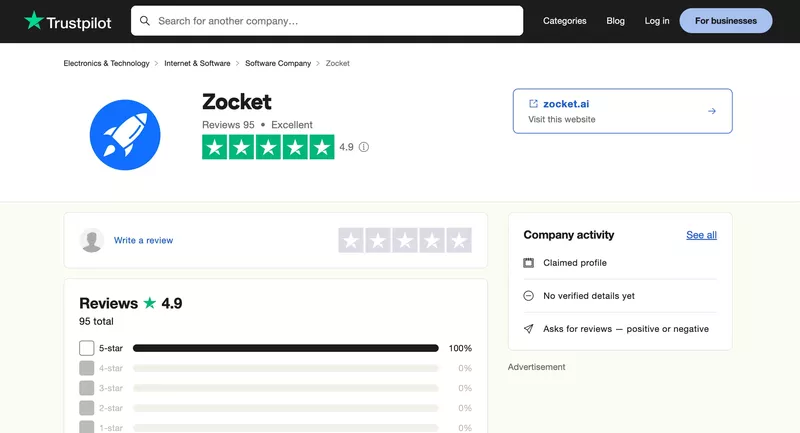 Product feedback software: Trustpilot