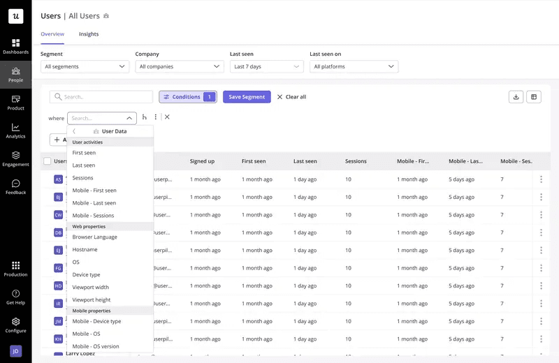 Segment users based on behaviour with Userpilot.