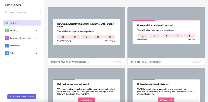 Userpilot’s user experience templates.