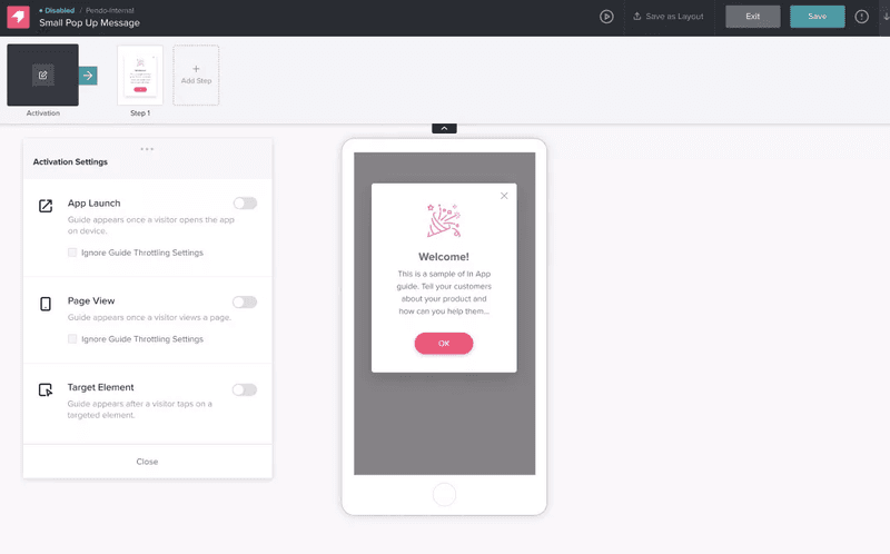 Pendo lets you create personalized content for target users.