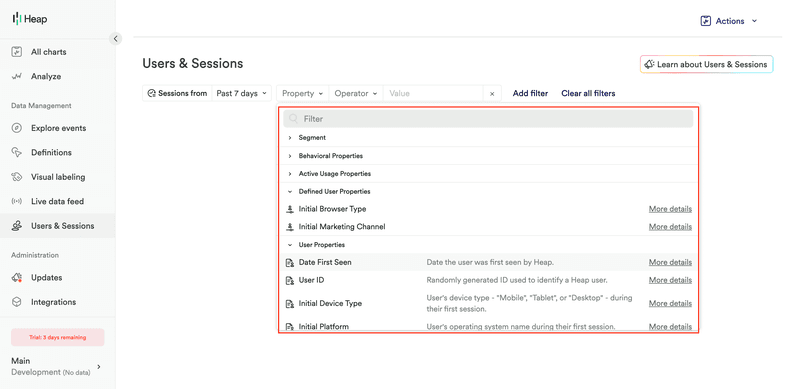 User segmentation in Heap