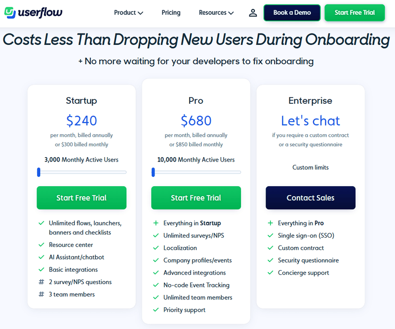 Userpilot Alternatives: Userflow pricing