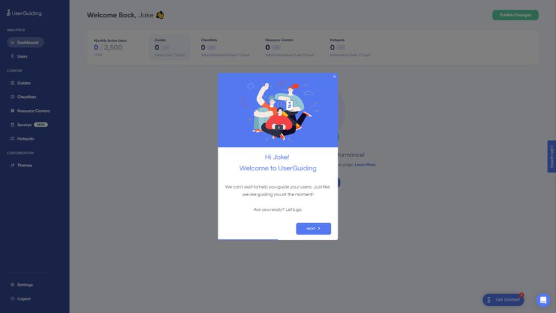 UserGuiding dashboards